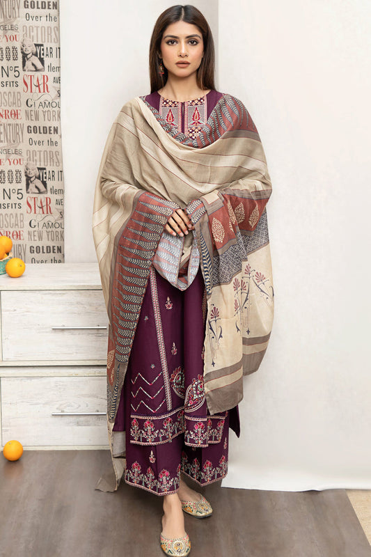 Urge D # 174 - 01 | 3PC Luxury Dhanak | Couture Print Shawl