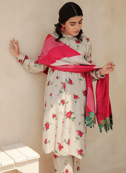 Baroque D # 160- 11 | 3pc Karandi | Digital Karandi Dupatta