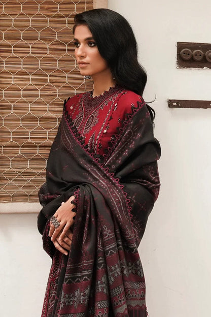 Jazmin D # 27 - 01 | 3pc Dhanak With Couture wool Print Shawl