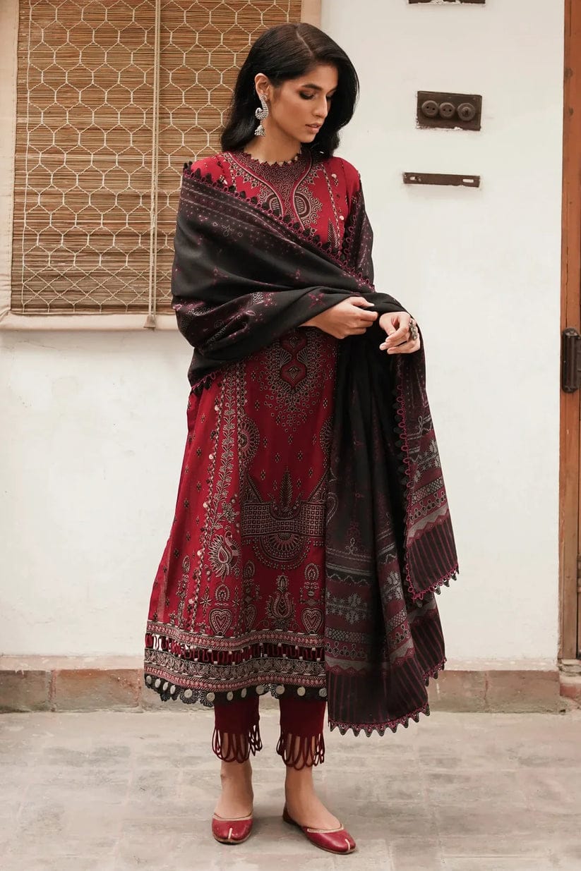 Jazmin D # 27 - 01 | 3pc Dhanak With Couture wool Print Shawl