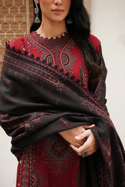 Jazmin D # 27 - 01 | 3pc Dhanak With Couture wool Print Shawl