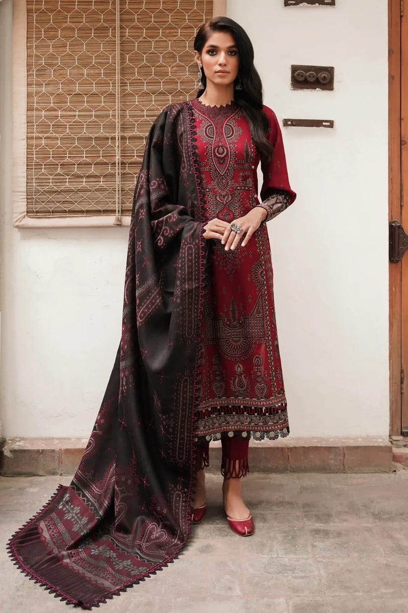 Jazmin D # 27 - 01 | 3pc Dhanak With Couture wool Print Shawl