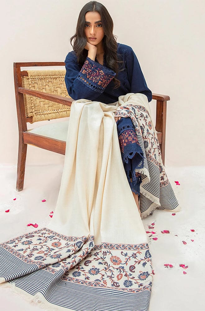 Nureh D # 22- 02 | 3pc Dhanak with Dhanak Printed Shawl