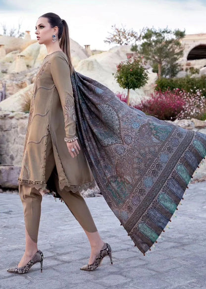 Maria B D # 275-02 | 3pc Dhanak With Digital Printed Wool Shawl