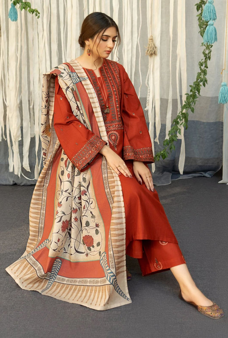 Urge D # 225 - 02 | 3pc Heavy Dhanak with Digital Printed Shawl