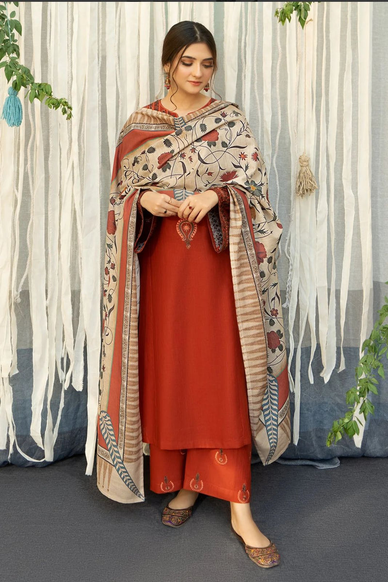 Urge D # 225 - 02 | 3pc Heavy Dhanak with Digital Printed Shawl