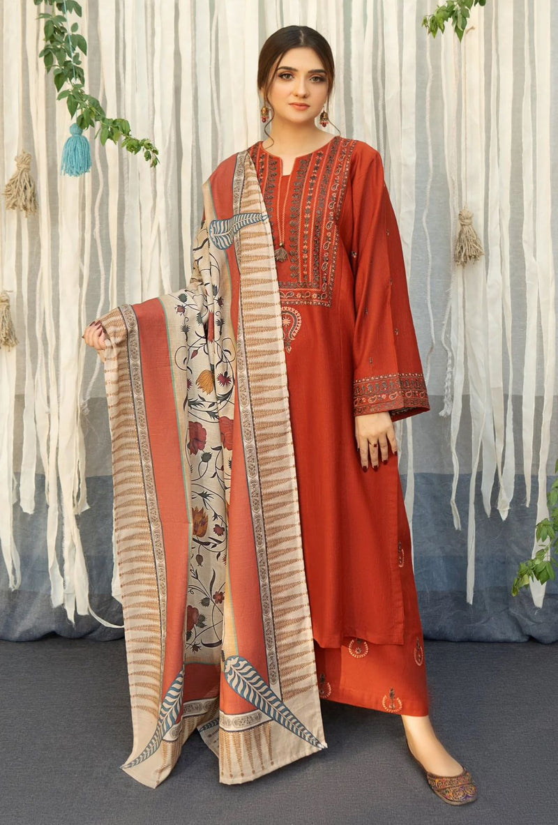 Urge D # 225 - 02 | 3pc Heavy Dhanak with Digital Printed Shawl