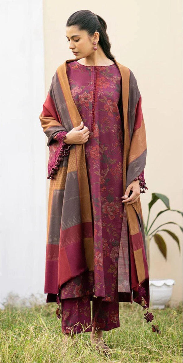 Baroque D # 160- 09 | 3pc Karandi | Digital Karandi Dupatta