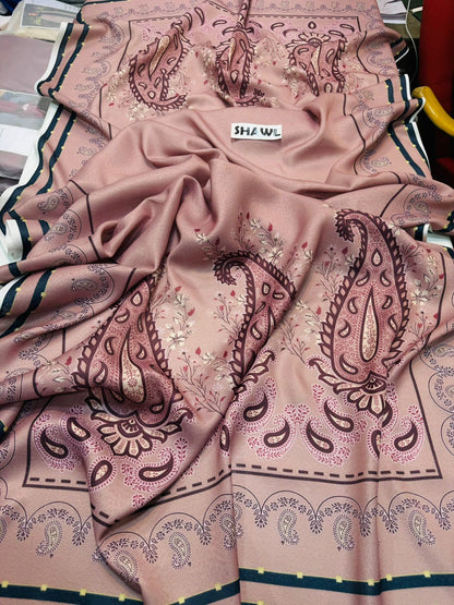 Zara Shahjahan D # 275-01B | 3pc Khadder with Digital Printed Wool Shawl