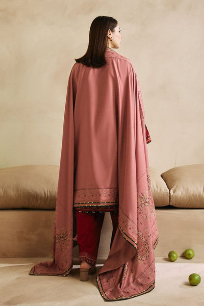 Zara Shahjahan D # 275-01B | 3pc Khadder with Digital Printed Wool Shawl