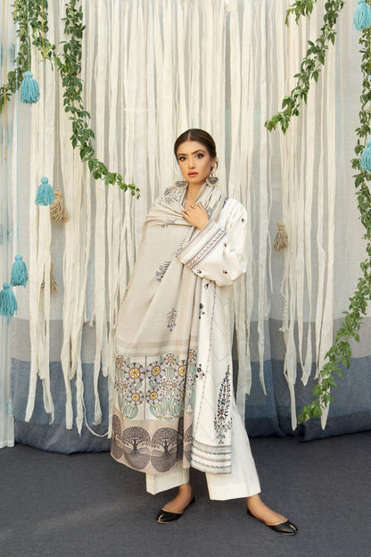 Urge D # 24 - 06 | 3pc Dhanak with Printed Wool Shawl