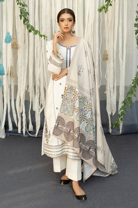 Urge D # 24 - 06 | 3pc Dhanak with Printed Wool Shawl