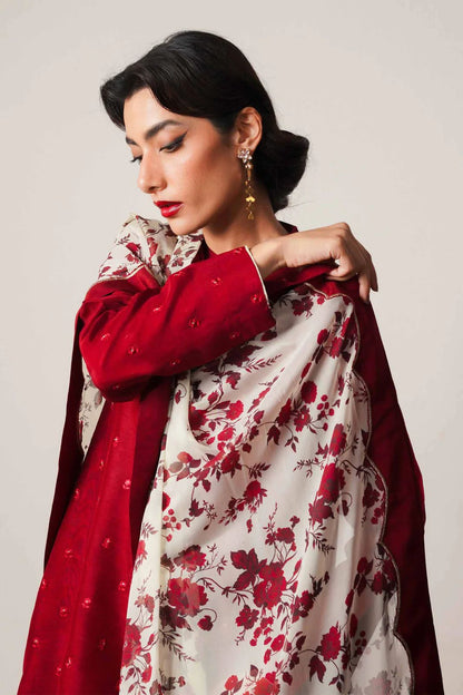 Zara Shahjahan D # 20-01 | 3pc Dhanak with Digital Printed Wool Shawl