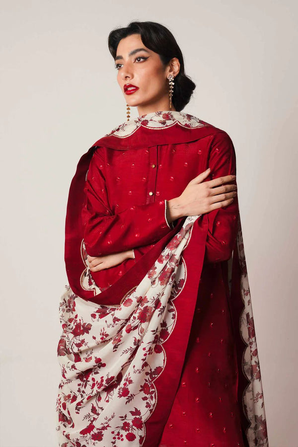 Zara Shahjahan D # 20-01 | 3pc Dhanak with Digital Printed Wool Shawl