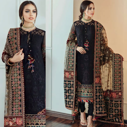 Maria B D # 96 - 01 | 3PC Luxury Lawn | Embroidered Organza Dupatta With Embroidered Pallu