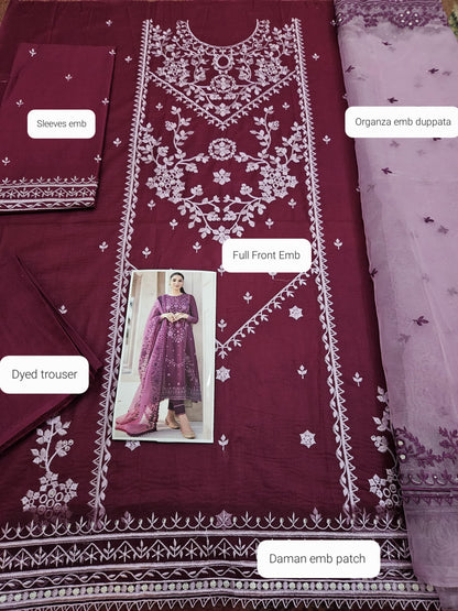 Asim Jofa D # 25 - 01 | 3PC Luxury Lawn | Orgazna Heavy Embroidered Duppata