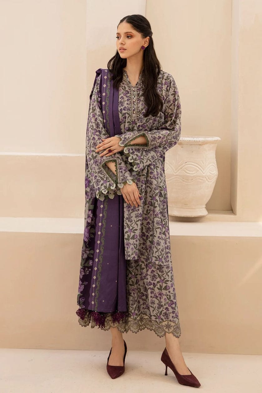 Baroque D # 160- 01 | 3pc Karandi | Digital Karandi Dupatta