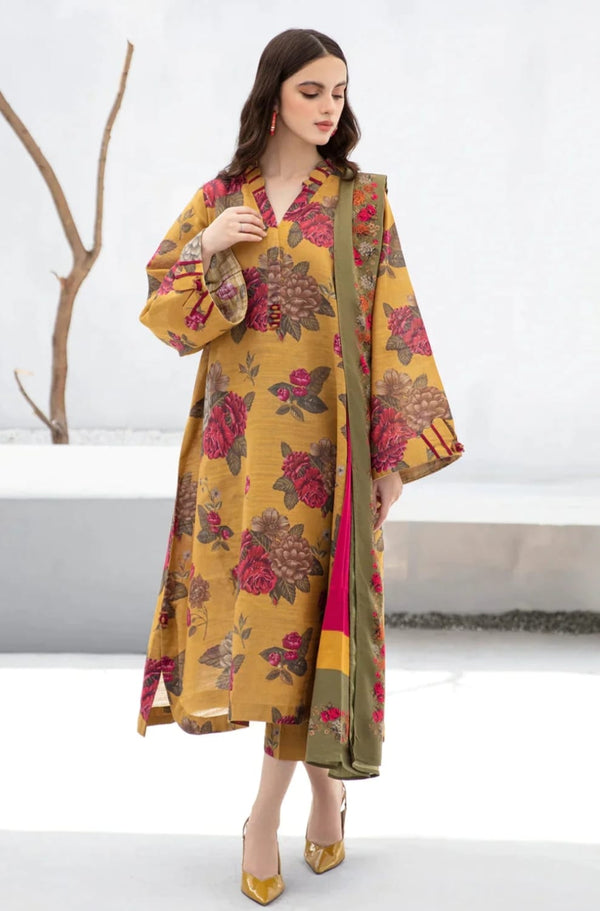 Baroque D # 160- 08 | 3pc Karandi | Digital Karandi Dupatta