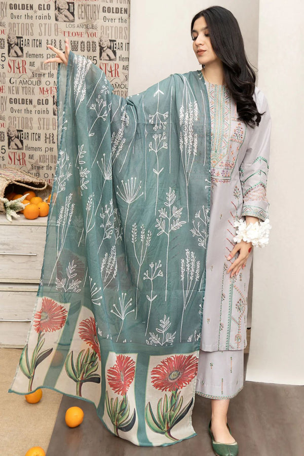 Urge D # 255 - 01 | 3PC Luxury Lawn | Digital Printed Daimond Organza Duppata