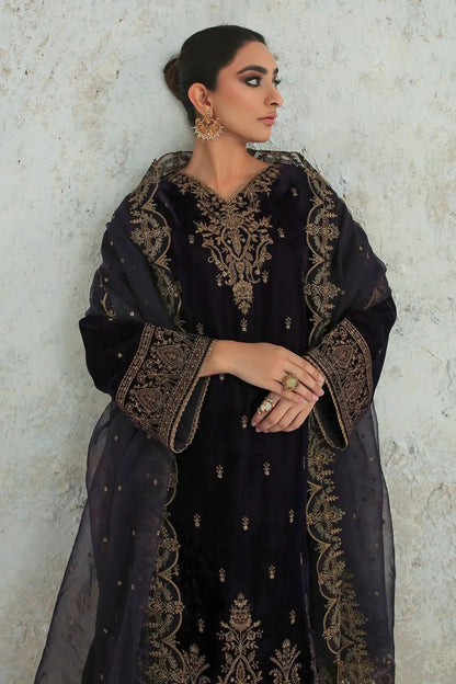 Zainab Chotani D # 375 - 13 | 3pc Luxury Velvet | Embroidered Organza Brosha Dupatta