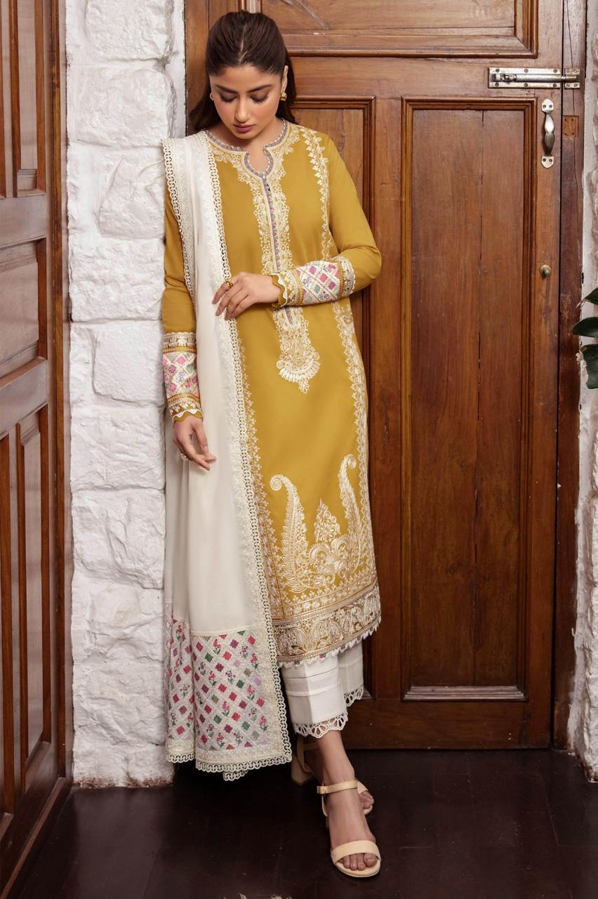 Zaha D # 118 - 01 | 3PC Luxury Dhanak | Dhanak Duppata With Palu Embroidered