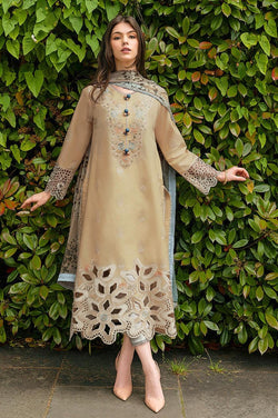 Mushq D # 110 - 02 | 3PC Luxury Dhanak | Wool Shawl