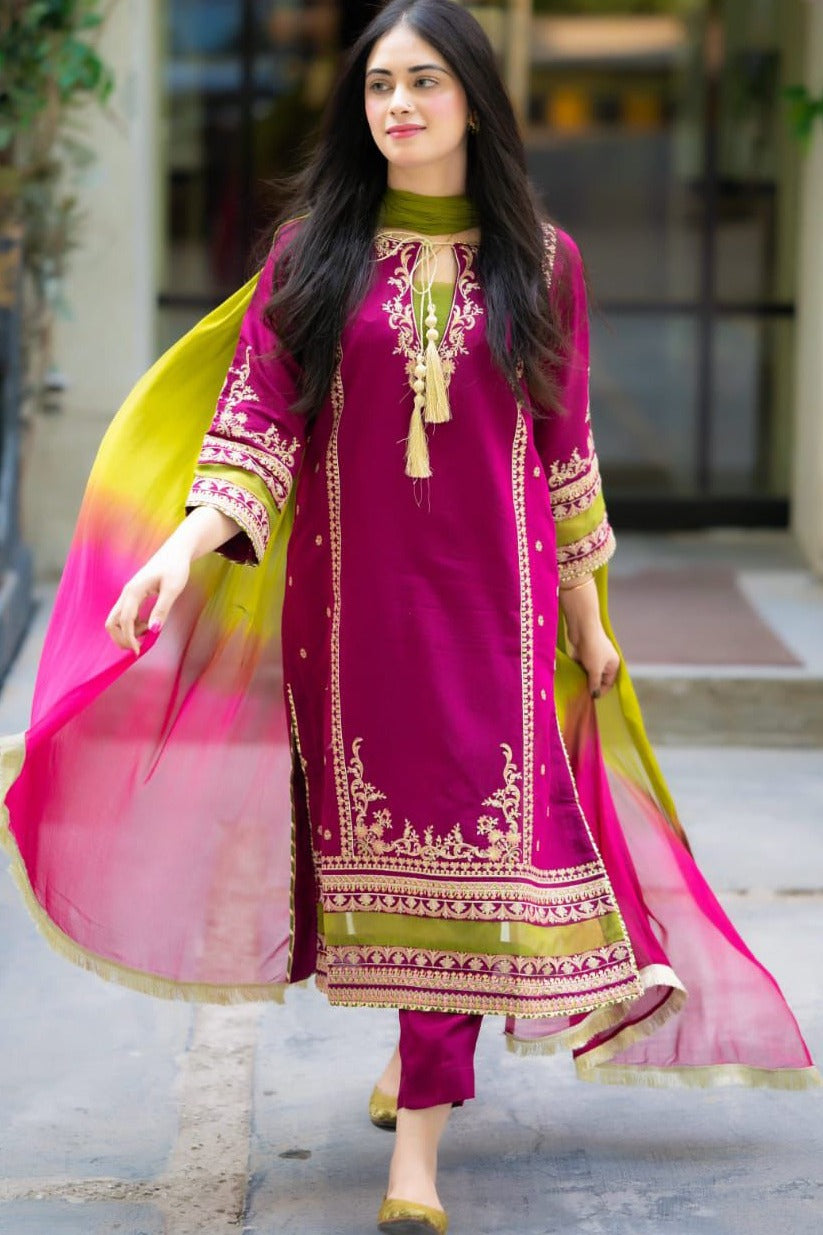 Omal by Komal D # 146 - 01 | 3PC Luxury Lawn | Bamber Chiffon Dye and Dye Dupatta