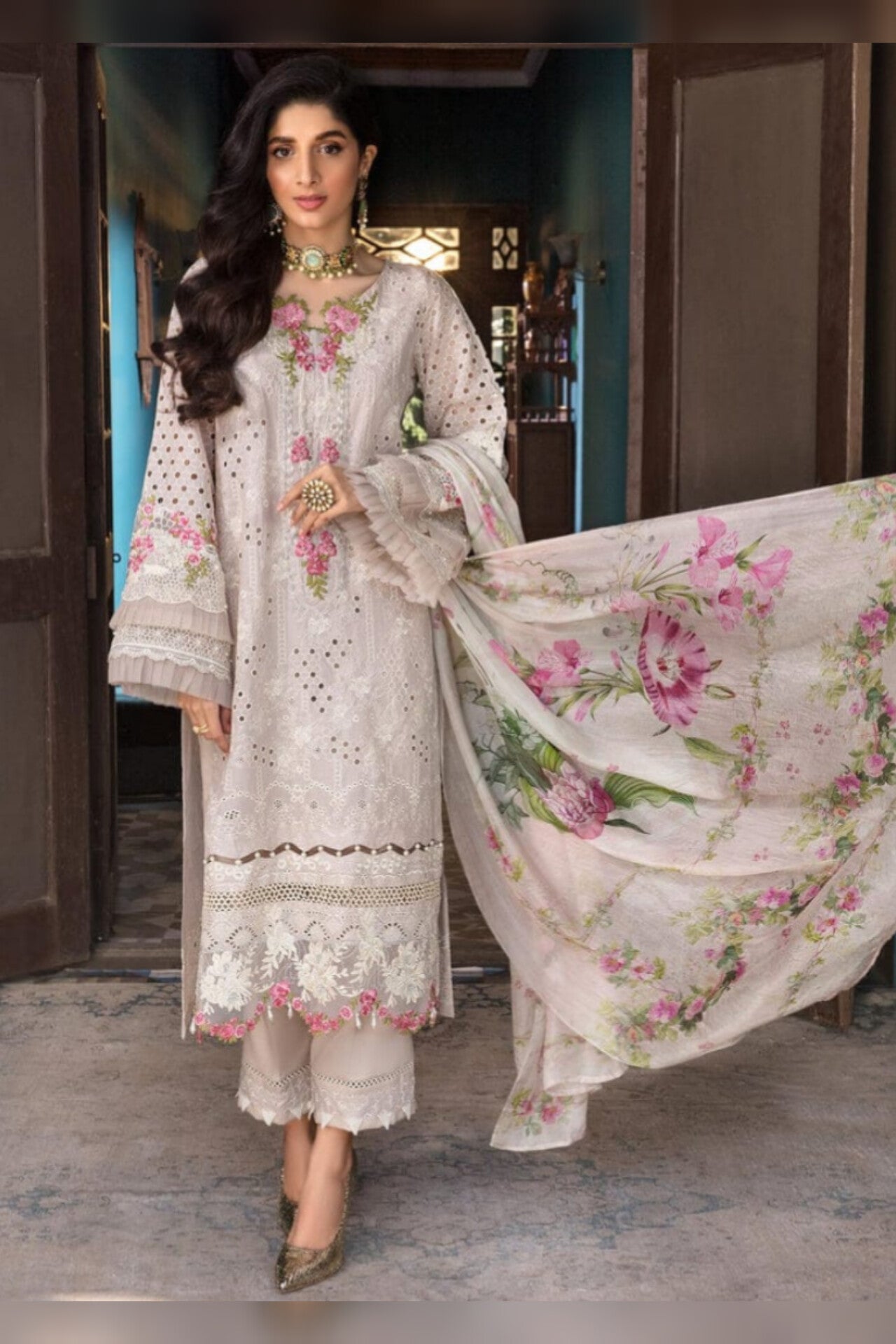 Elaf D # 79 - 01 | 3PC Luxury Lawn | Digital Printed Silk Dupatta