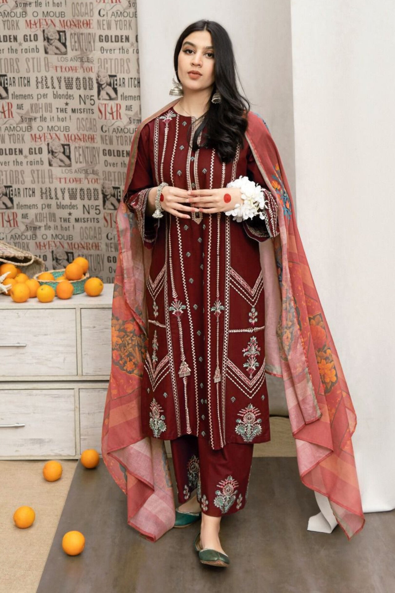 Urge D # 160 - 01 | 3PC Luxury Lawn | Jacquard Monar Duppata