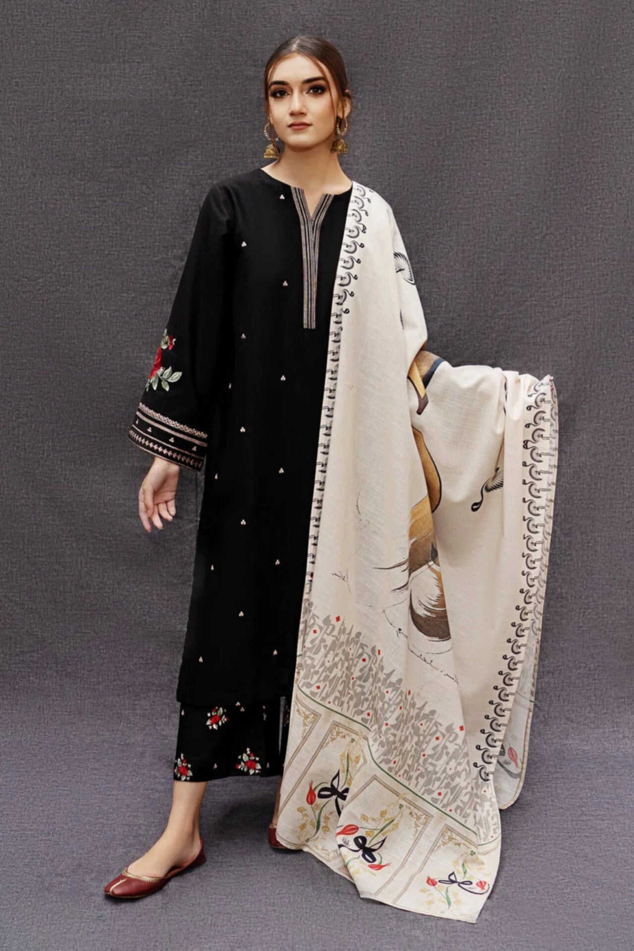 Urge D # 225 - 03 | 3pc Dhanak with Digital Printed Shawl