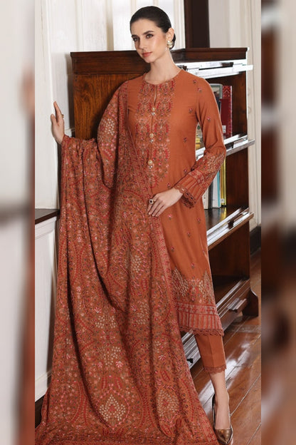 Bareeze B D # 190 -01 | 3pc Dhanak With Dhanak Embroidered Heavy Shawl