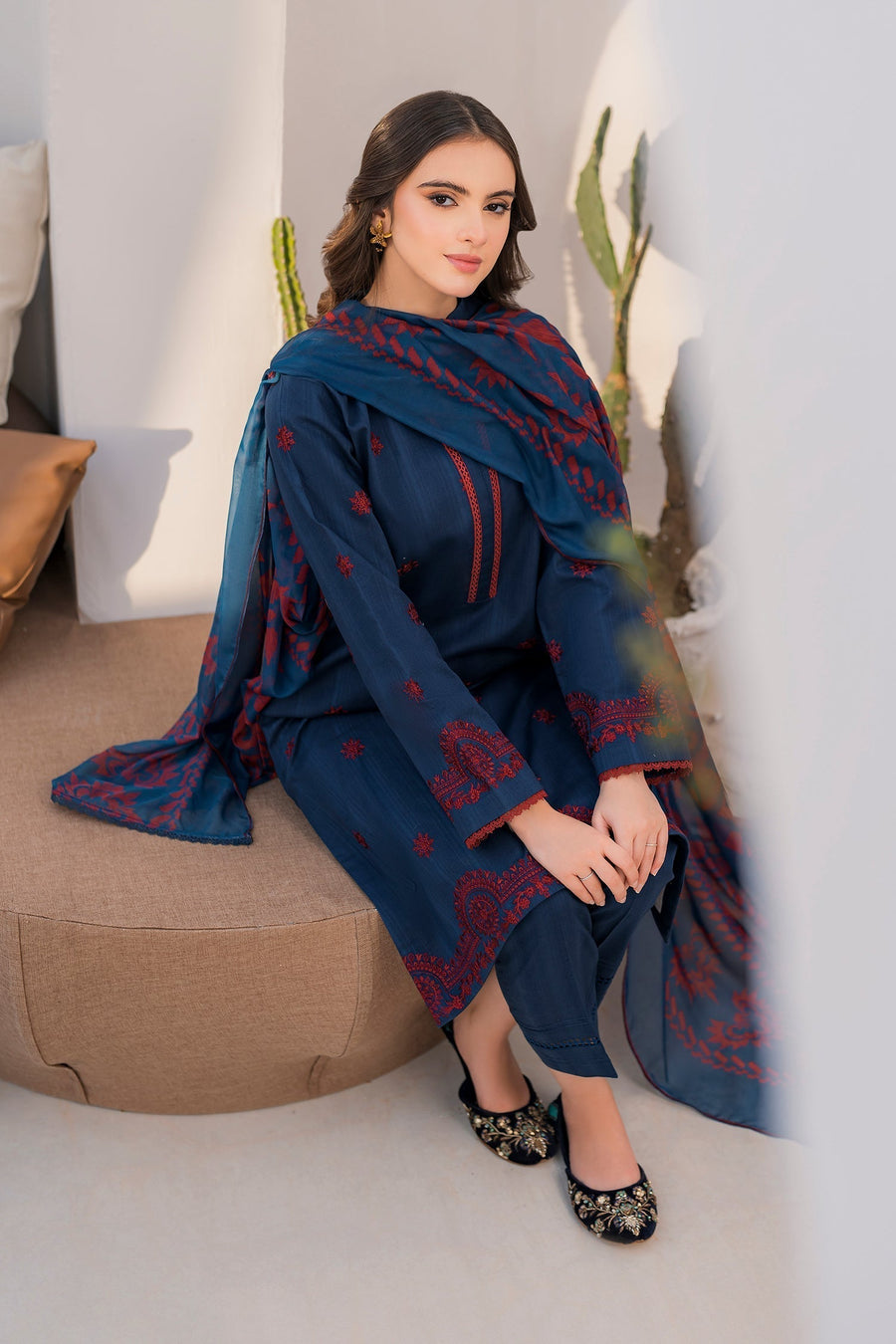 Jazmin D # 134 - 01 | 3PC Luxury Dhanak | Wool Shawl