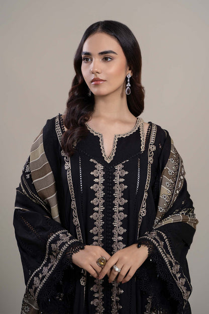 Maria B D # 29-01 | 3pc Dhanak Embroidered Shirt With Printed Wool Shawl