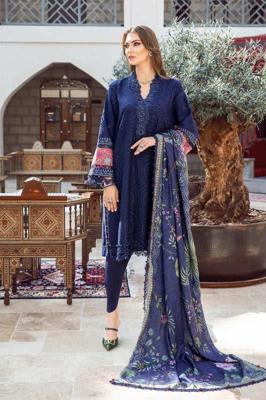 Maria B D # 206 - 01 | 3pc Luxury Dhanak | Wool Print Shawl