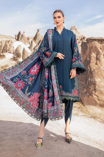 Maria B D # 147 - 01 | 3PC Luxury Dhanak | Couture Print Shawl