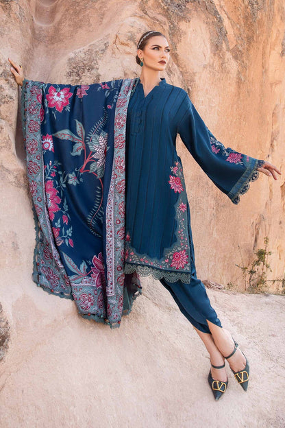 Maria B D # 147 - 01 | 3PC Luxury Dhanak | Couture Print Shawl