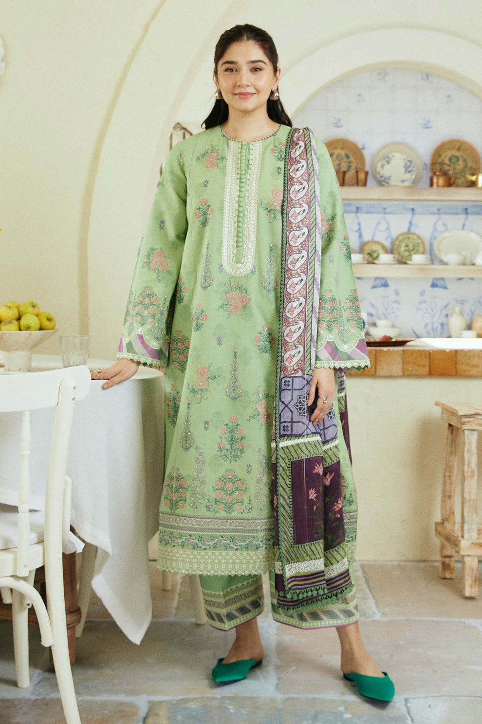 Zahra Shahjahan D # 228 - 01 | 3pc Luxury Dhanak | Wool Print Shawl