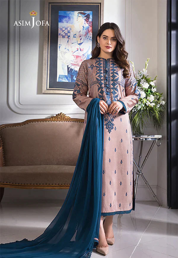 Asim Jofa D # 146 - 01 | 3PC Luxury Dhanak | Bamber Chiffon Dupatta