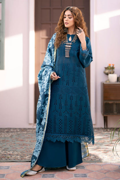 Qalamkar D # 320 - 01 | 3PC Luxury Lawn | Diamond Printed Duppata