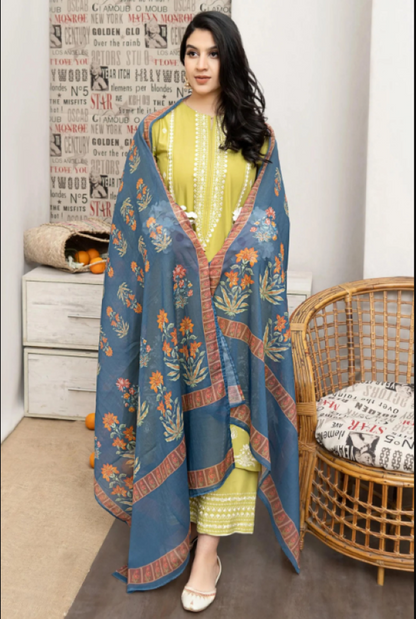 Urge D # 127 - 01 | 3PC Luxury Dhanak |  Wool Shawl