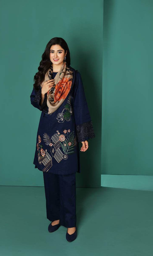 Nishat D # 234 - 01 | 3pc Luxury Dhanak | Wool Print Shawl