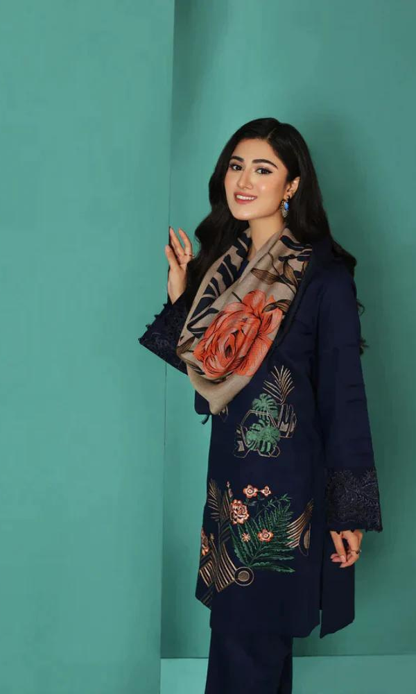 Nishat D # 234 - 01 | 3pc Luxury Dhanak | Wool Print Shawl