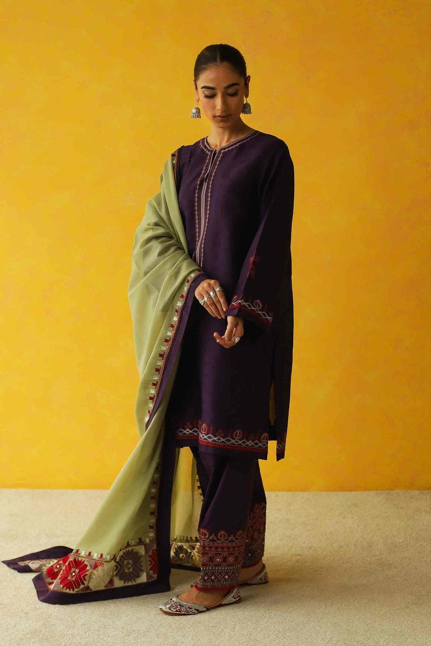 Coco By Zara Shahjahan D # 153 - 01 | 3PC Luxury Dhanak | Embroidered Shawl