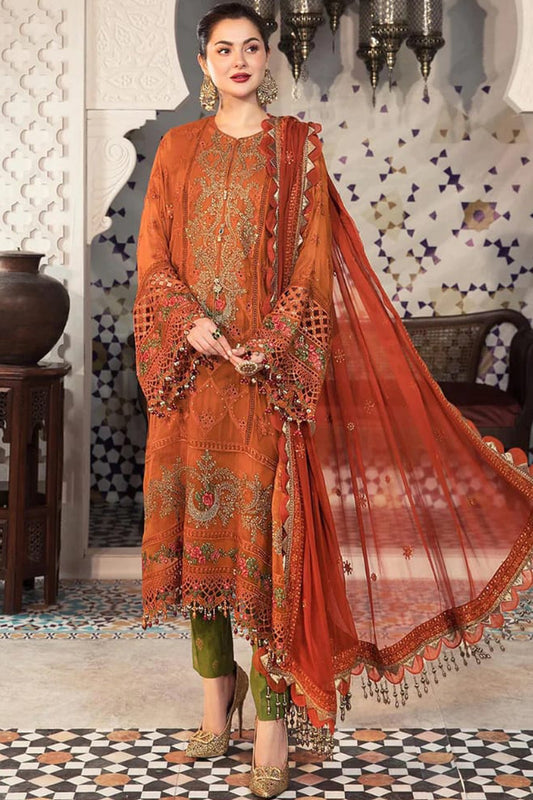 Maria B D # 232 - 01 | 3pc Luxury Dhanak | Dhanak Embroidered Shawl