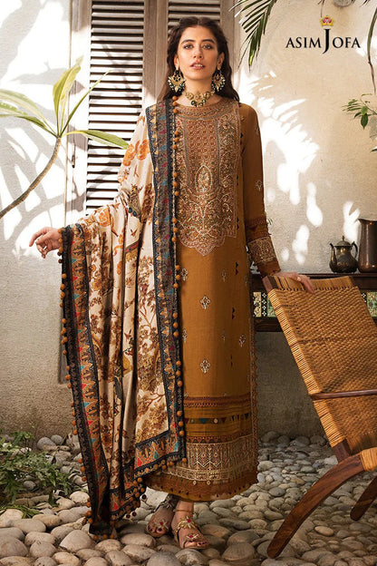 Asim Jofa D # 200 - 01 | 3pc Luxury Dhanak | Wool Print Shawl