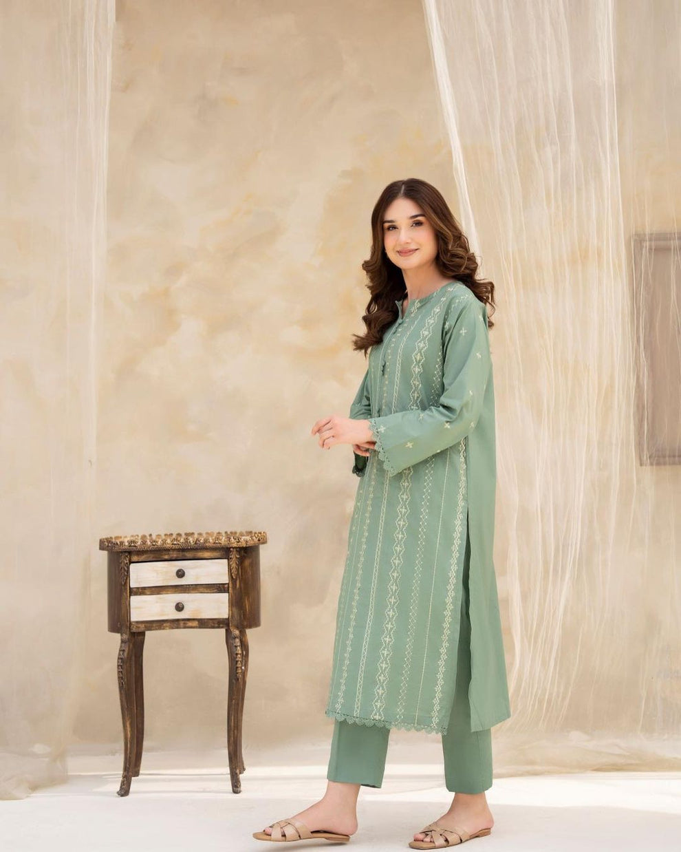 Lazuli D # 330- 01 | 2PC Luxury Lawn | Embroidered Shirt With Embroidered Sleeves With Embroidered Trouser