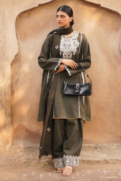 Zara Shahjahan D # 21-04 | 3pc Dhanak with Embriodered Dhanak Shawl