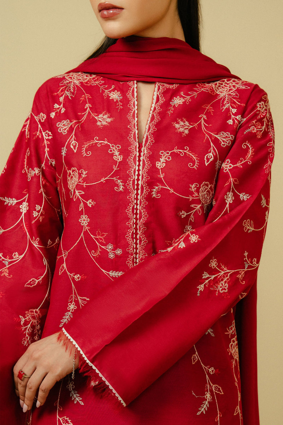 Zahra Shahjahan D # 236 - 01 | 3pc Luxury Dhanak Embroidered Shirt | Dhanak Embroidered Duppata