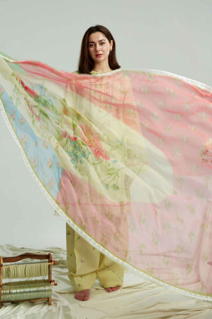 Coco By Zara Shahjahan D # 78 - 01 | 3PC Luxury Lawn | Organza Printed Dupatta