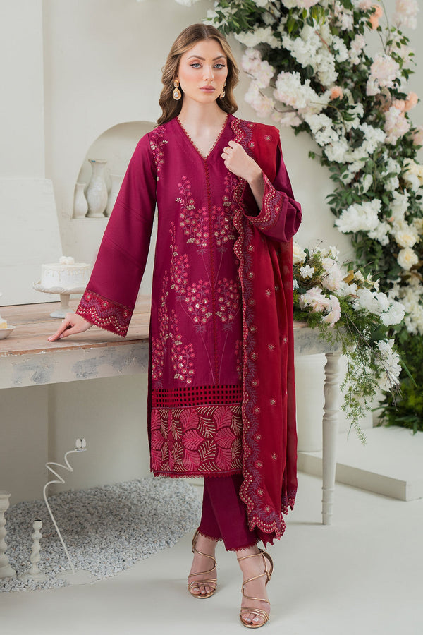 Ziva D # 339 - 01 | 3PC Luxury Lawn | Bamber Chiffon Embroidered Dupatta